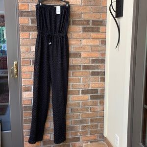 NWT Dolcessa Black Onyx Sheer one piece jumpsuit Size L